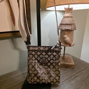 Brown Patterned COACH Crossbody Bag
